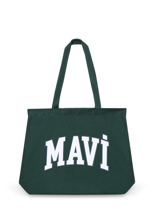 Mavi Logo Printed Green Shopper Bag