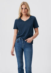 V Neck Navy Basic T-Shirt