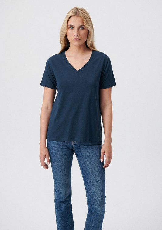 V Neck Navy Basic T-Shirt