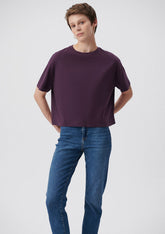 Crew Neck Purple Basic T-Shirt