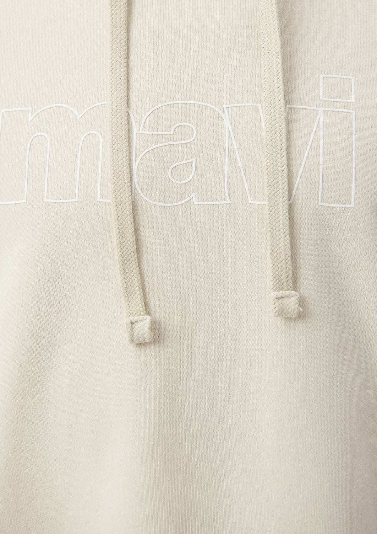 Mavi Logo Printed Hooded Beige Sweatshirt