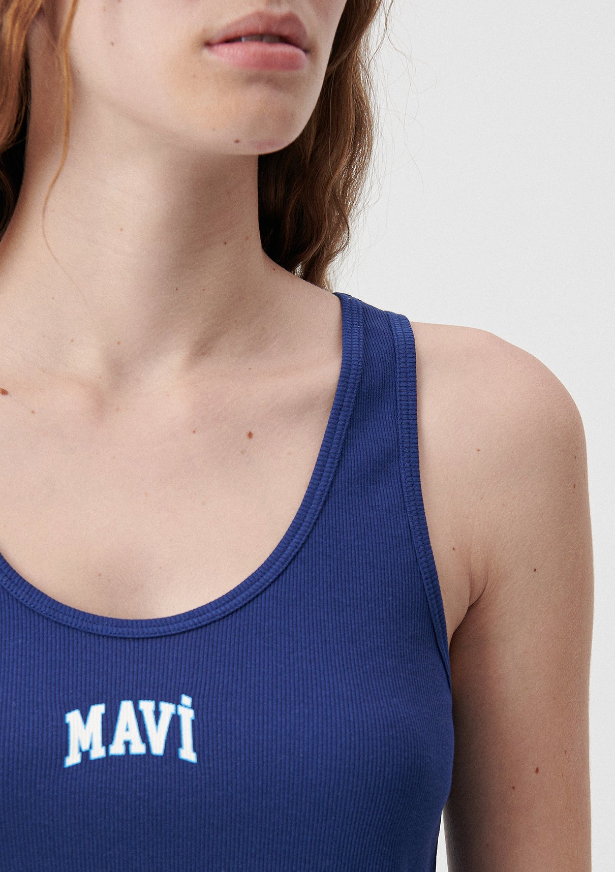 Mavi Logo Printed Blue Tank Top