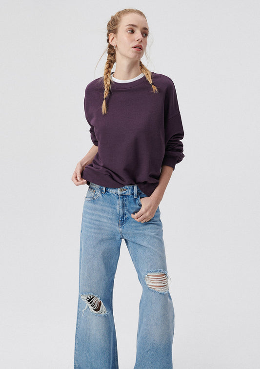 Crew Neck Green Basic Sweatshirt