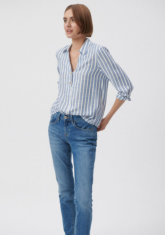 Striped White Blouse