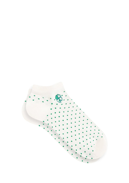 Clover Emroidered White Ballerina Socks