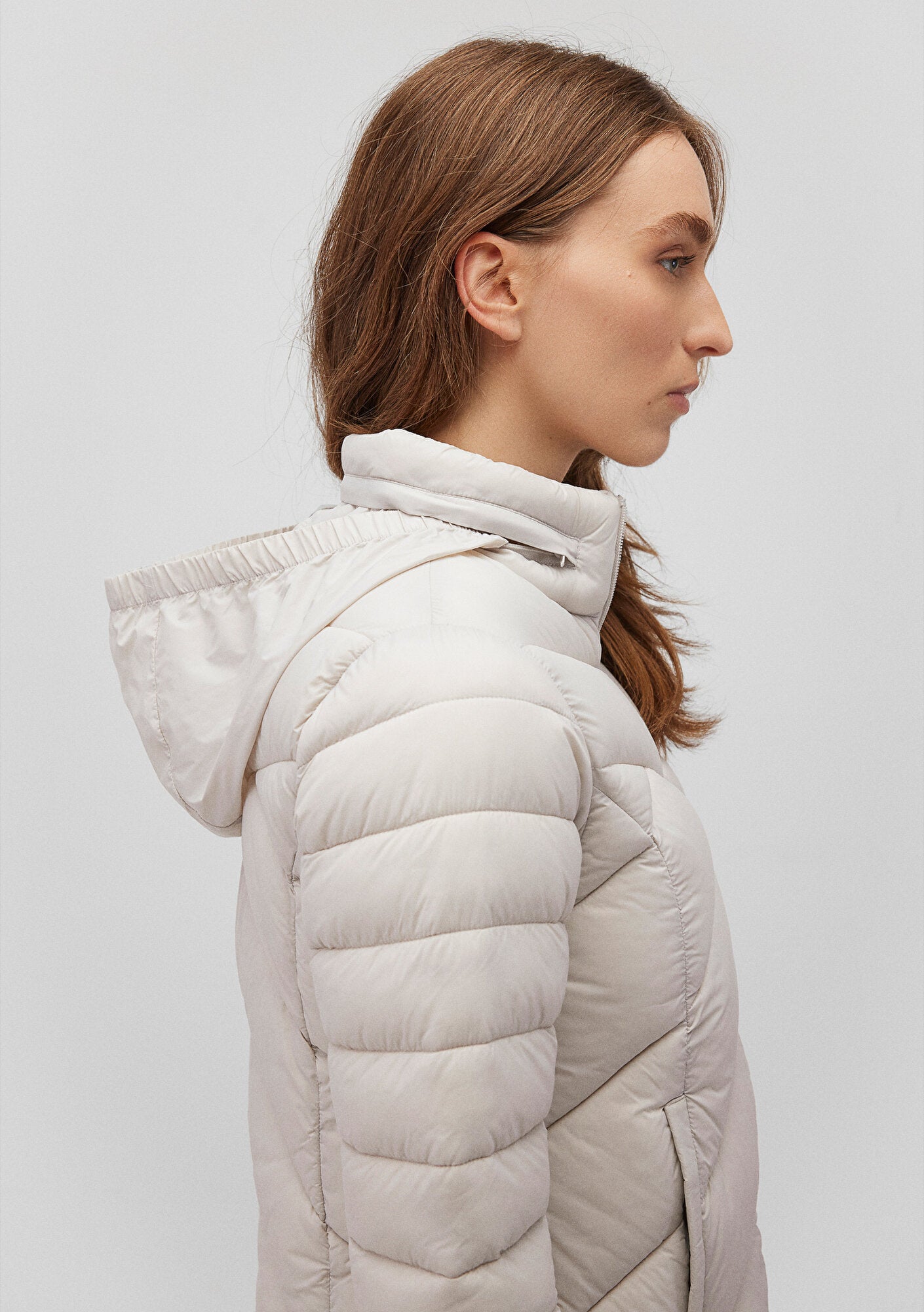 High Collar Grey Puffer Jacket