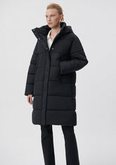 Hooded Black Long Puffer Jacket