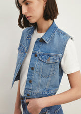 Rona Mid Blue Classic Denim Jean Vest