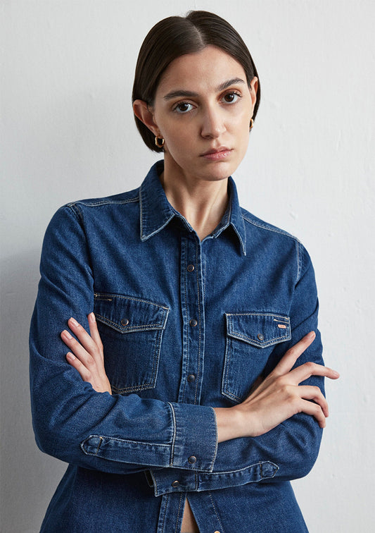 Levin Dark Blue Classic Denim Jean Shirt