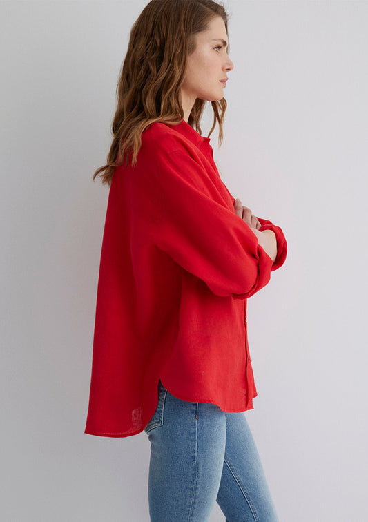 Red Linen Shirt