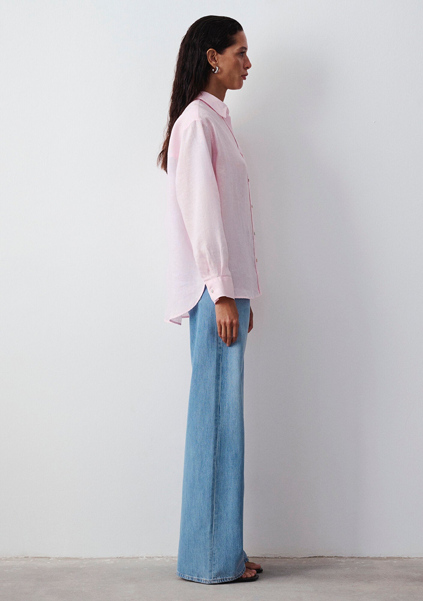 Linen Mix Pink Shirt