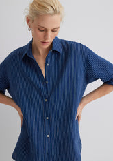 Striped Navy Linen Shirt