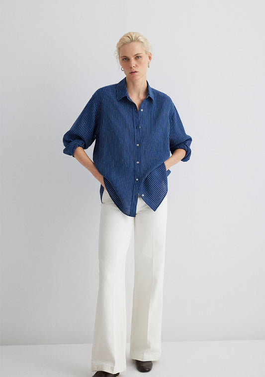 Striped Navy Linen Shirt