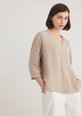 Beige Long Sleeve Blouse