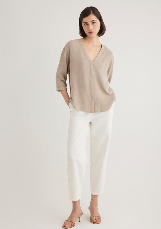 Beige Long Sleeve Blouse