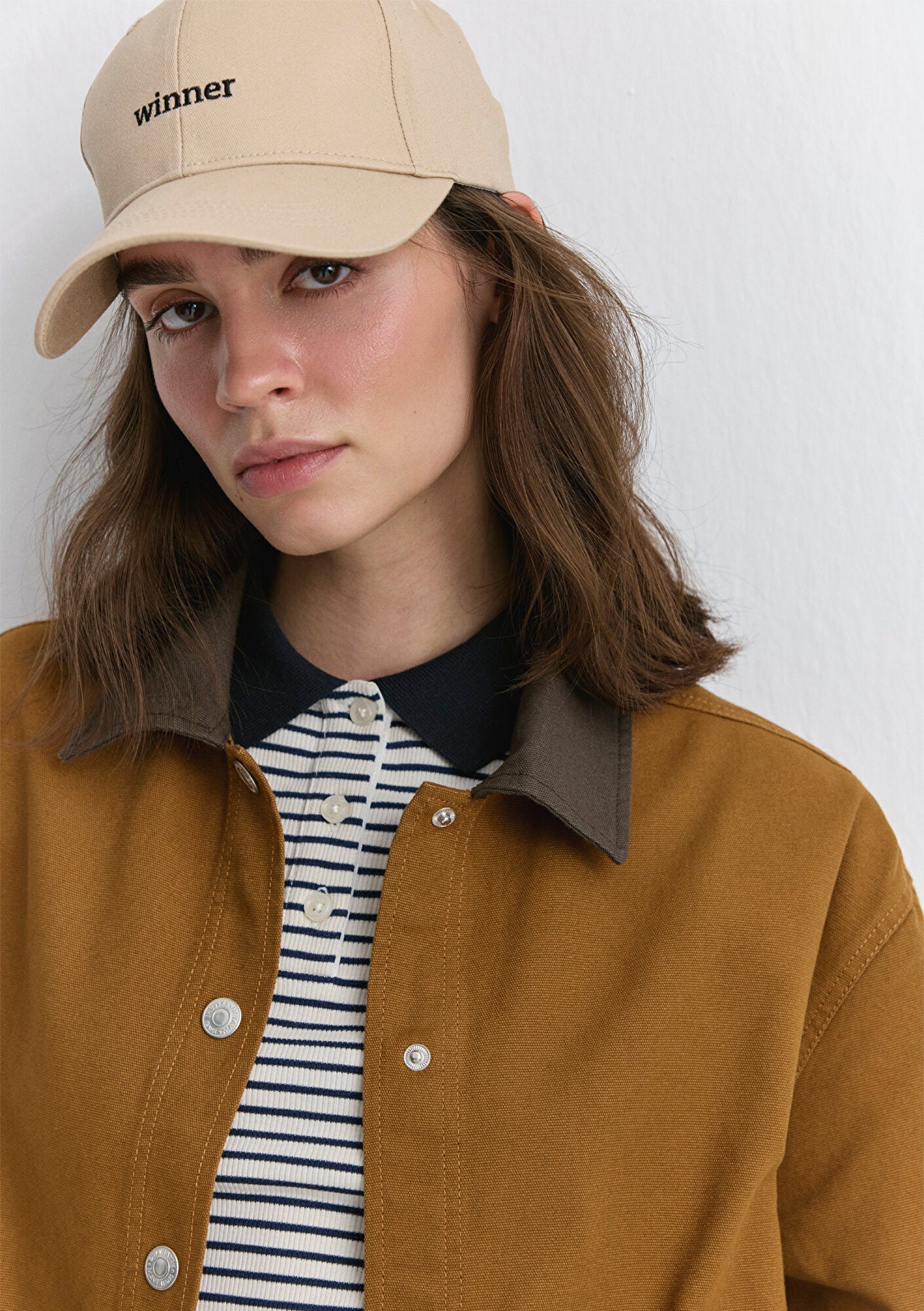 Collar Detailed Brown Shirt