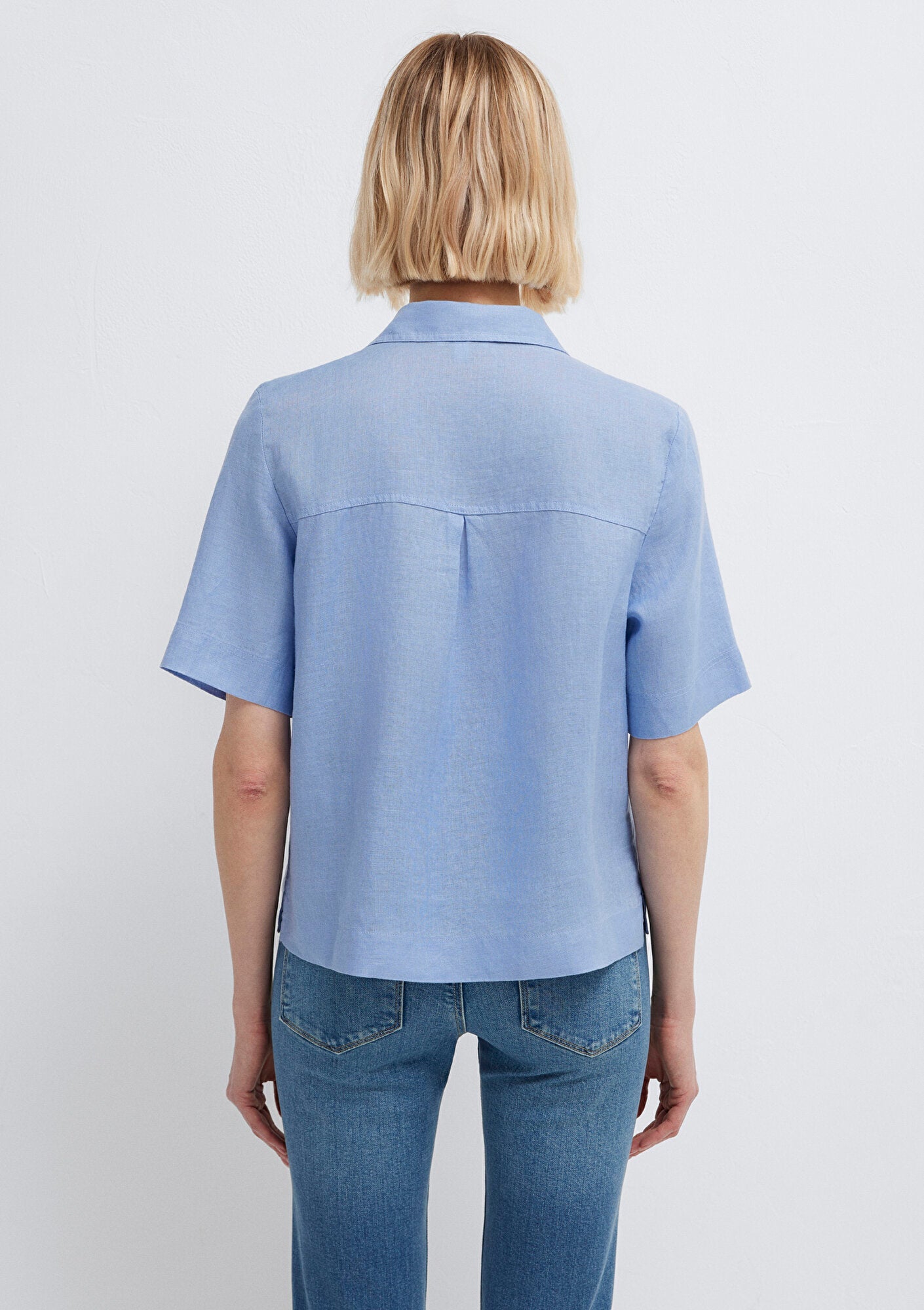 Linen Mix Blue Shirt