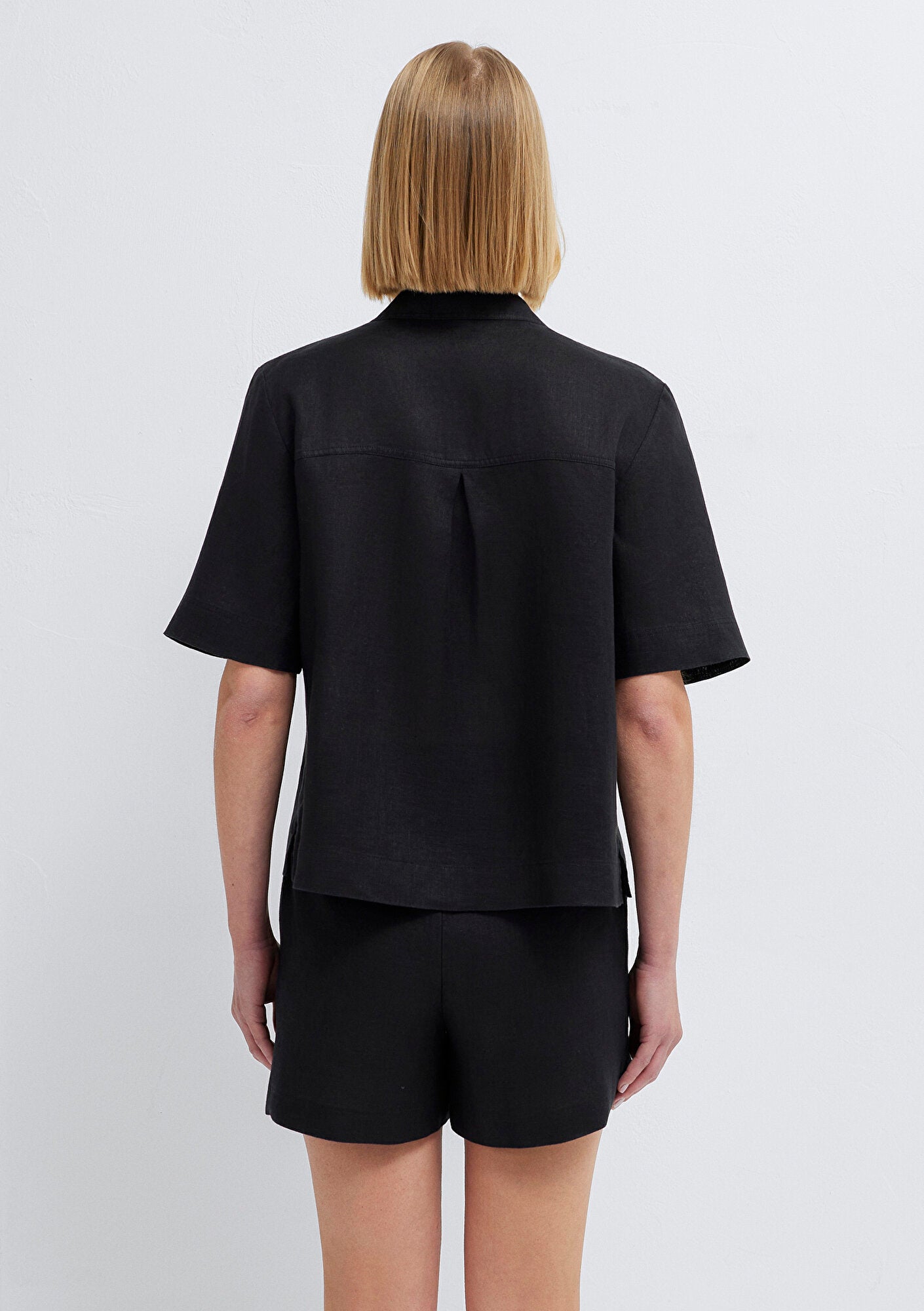 Linen Mix Black Shirt