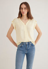 V Neck Yellow Blouse