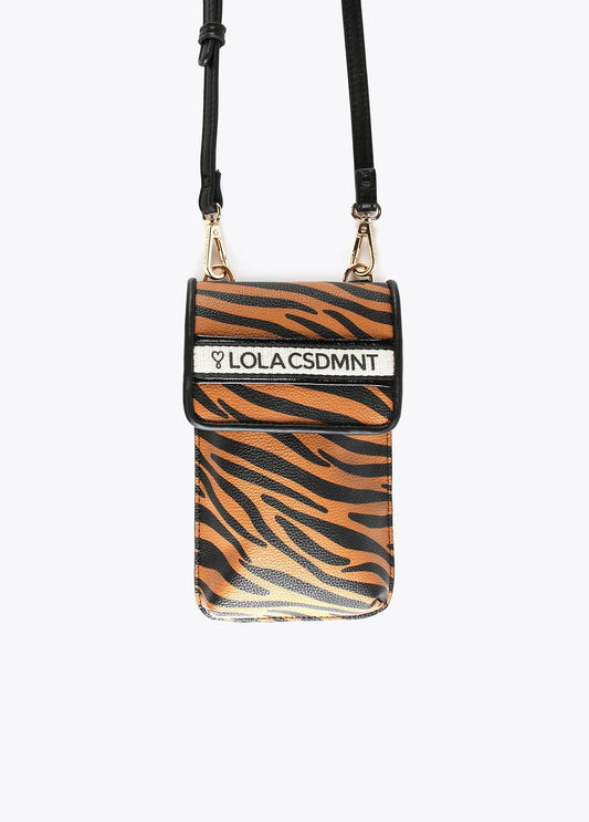 12402005-Zebra print mobile phone bag-Brown