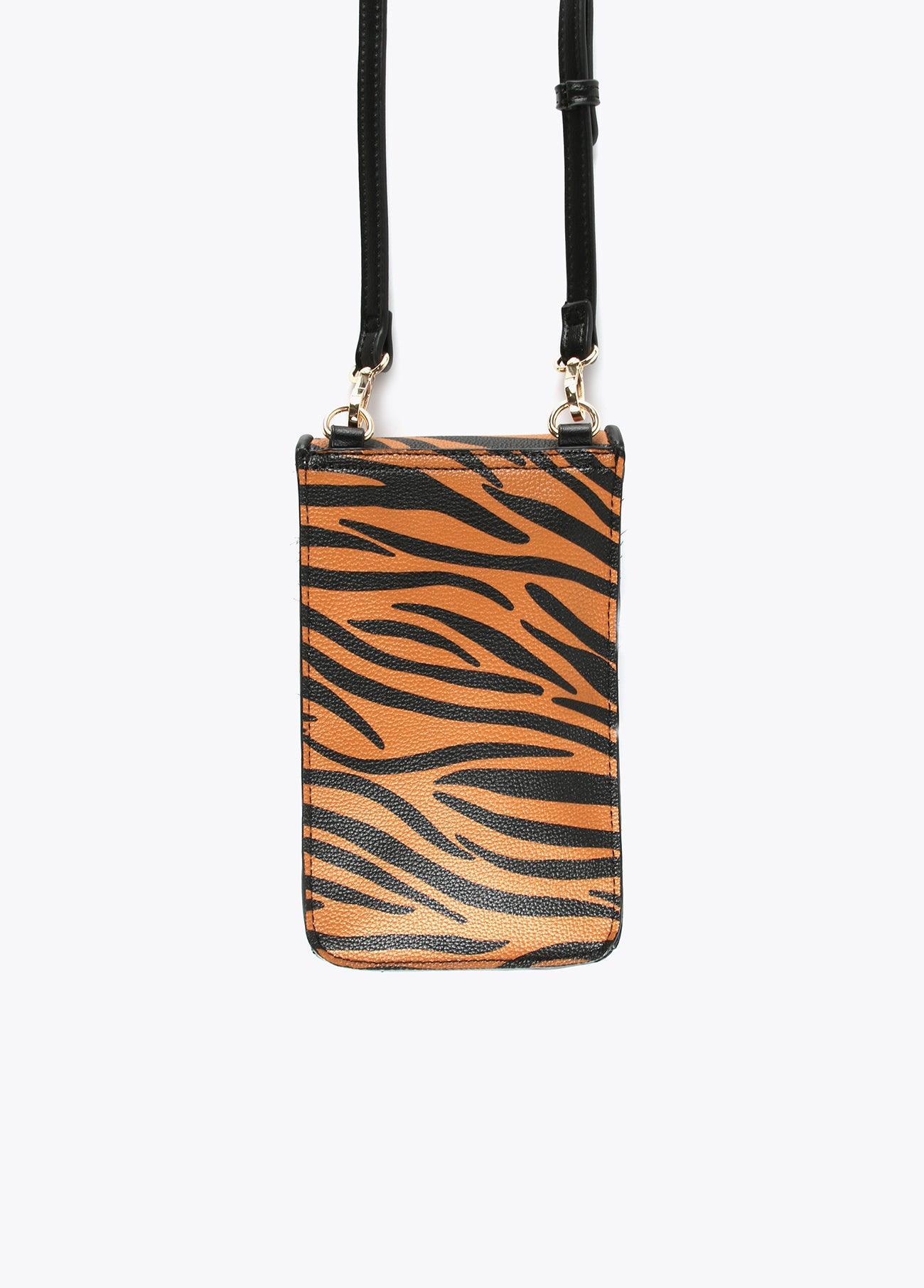 12402005-Zebra print mobile phone bag-Brown