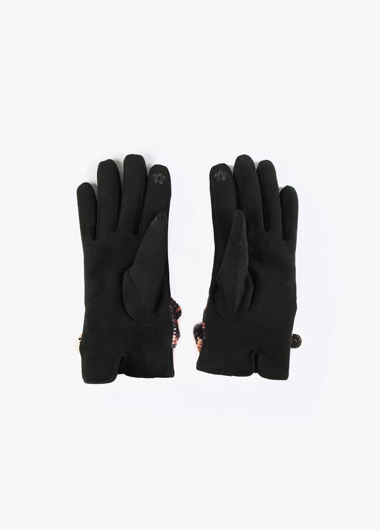 12409009-Animal print knot gloves-Black