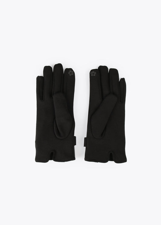 12409010-Patent leather buckle gloves-Black