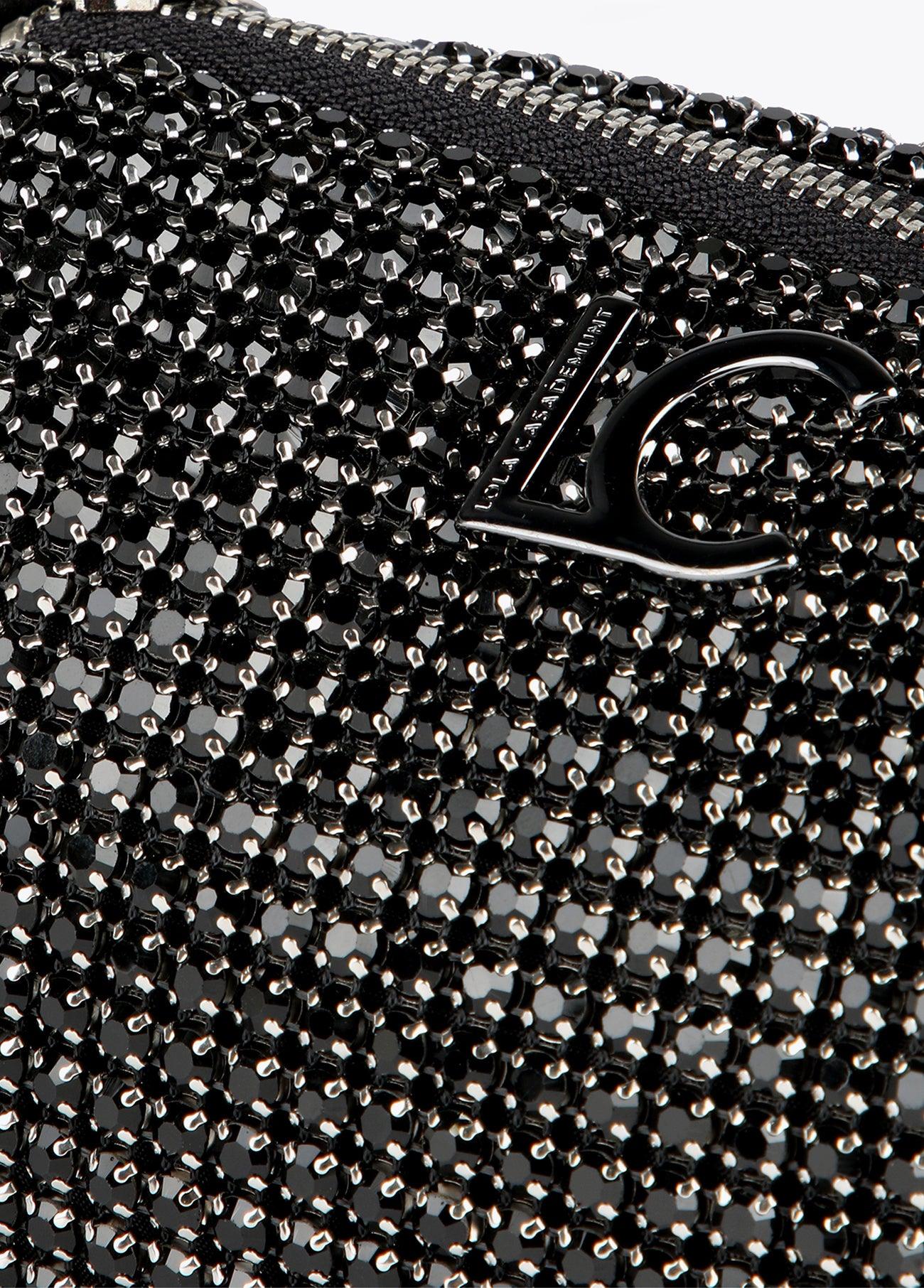 12423004-Crossbody bag with crystals-Black