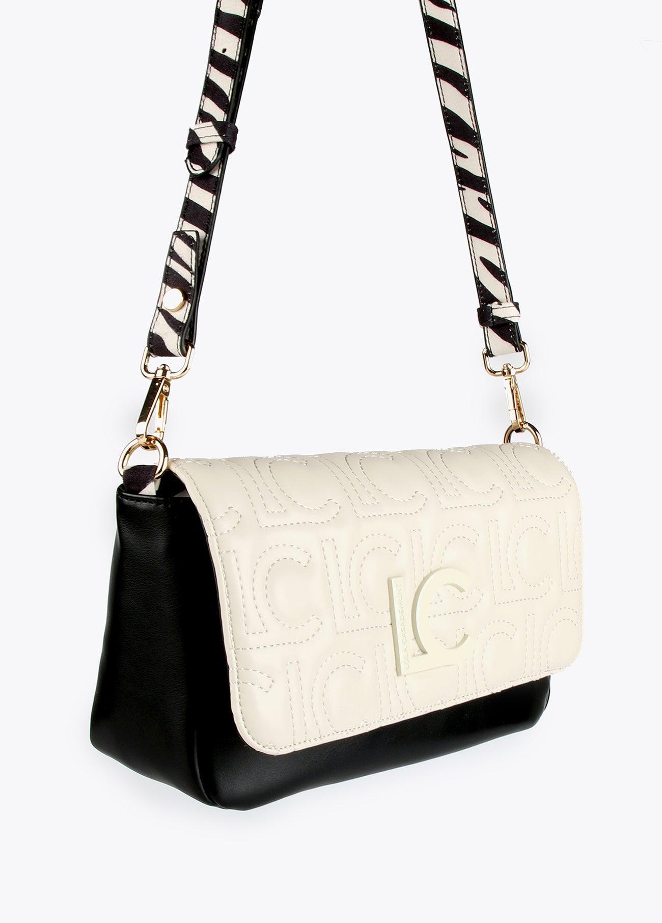 12427004-Two-tone animal print crossbody bag-Black