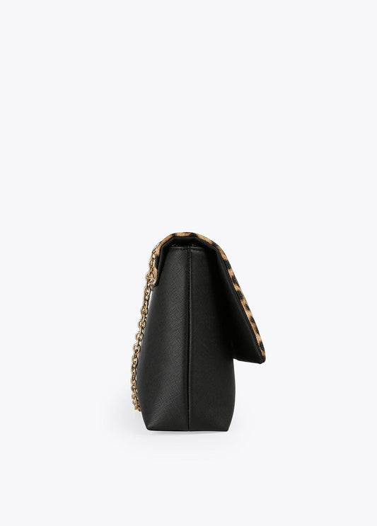 12427014-Animal print faux saffiano leather crossbody bag-Black