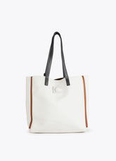 12428018-Rectangular tote bag with contrast piping-Raw