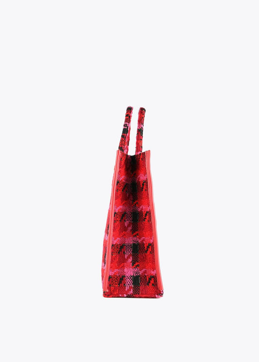 12428019-Houndstooth tote bag-Red