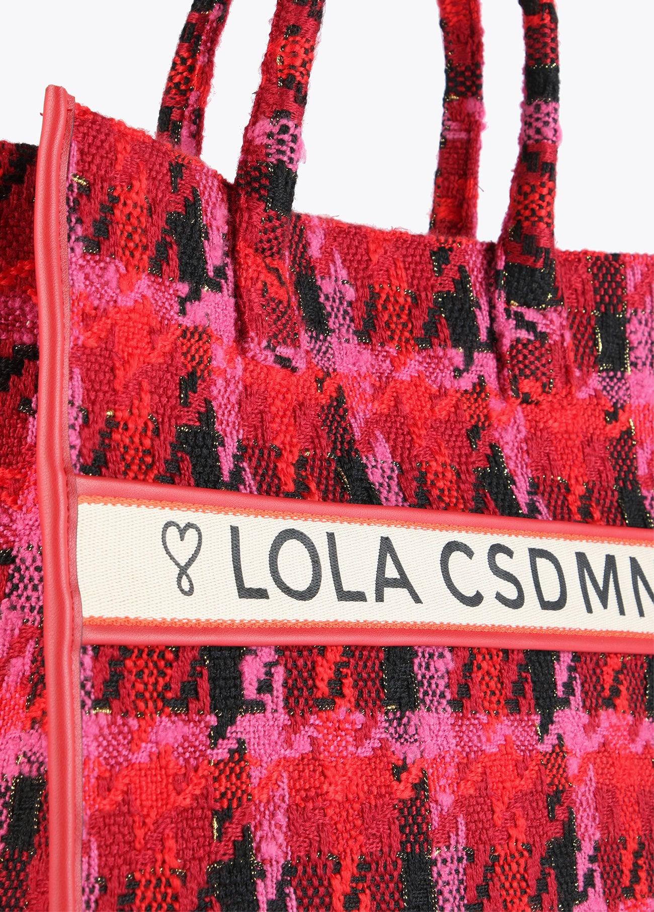 12428019-Houndstooth tote bag-Red