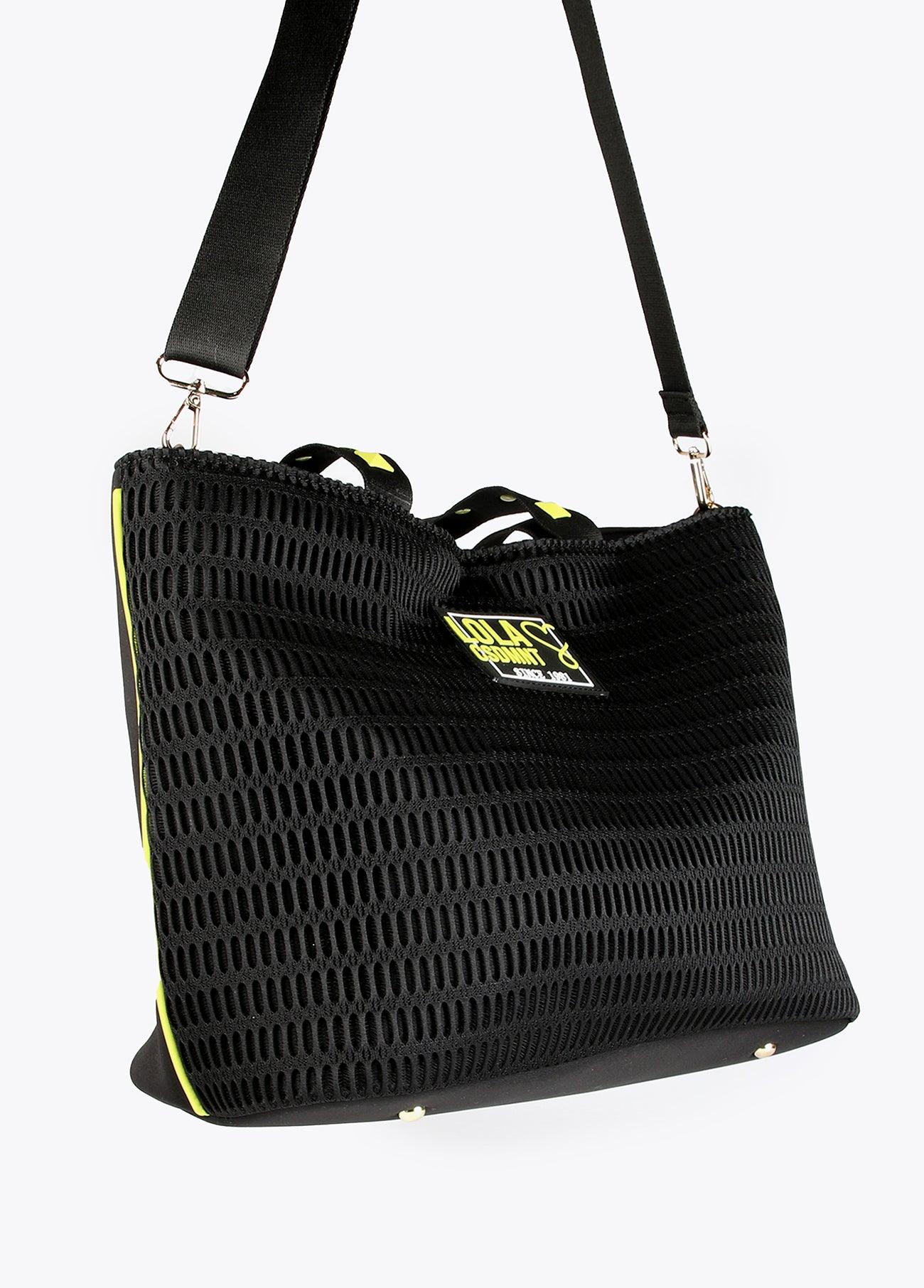 12428025-Neon logo mesh tote bag-Black
