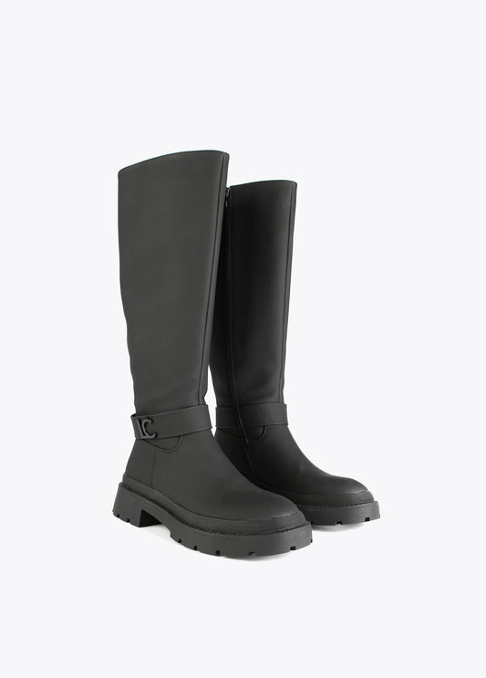 12433007-Rubberised knee-high boots-Black