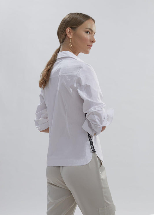 12460001-Logo shirt with ribbon detail-White