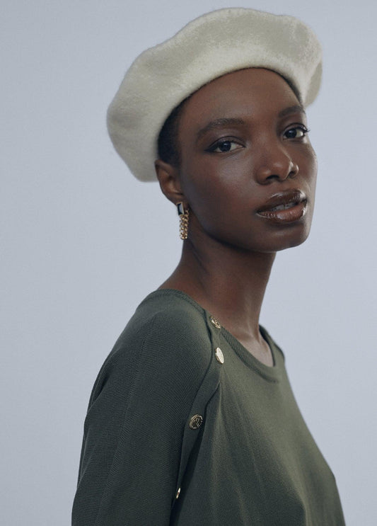 12461004-Long buttoned sweater-Kaki