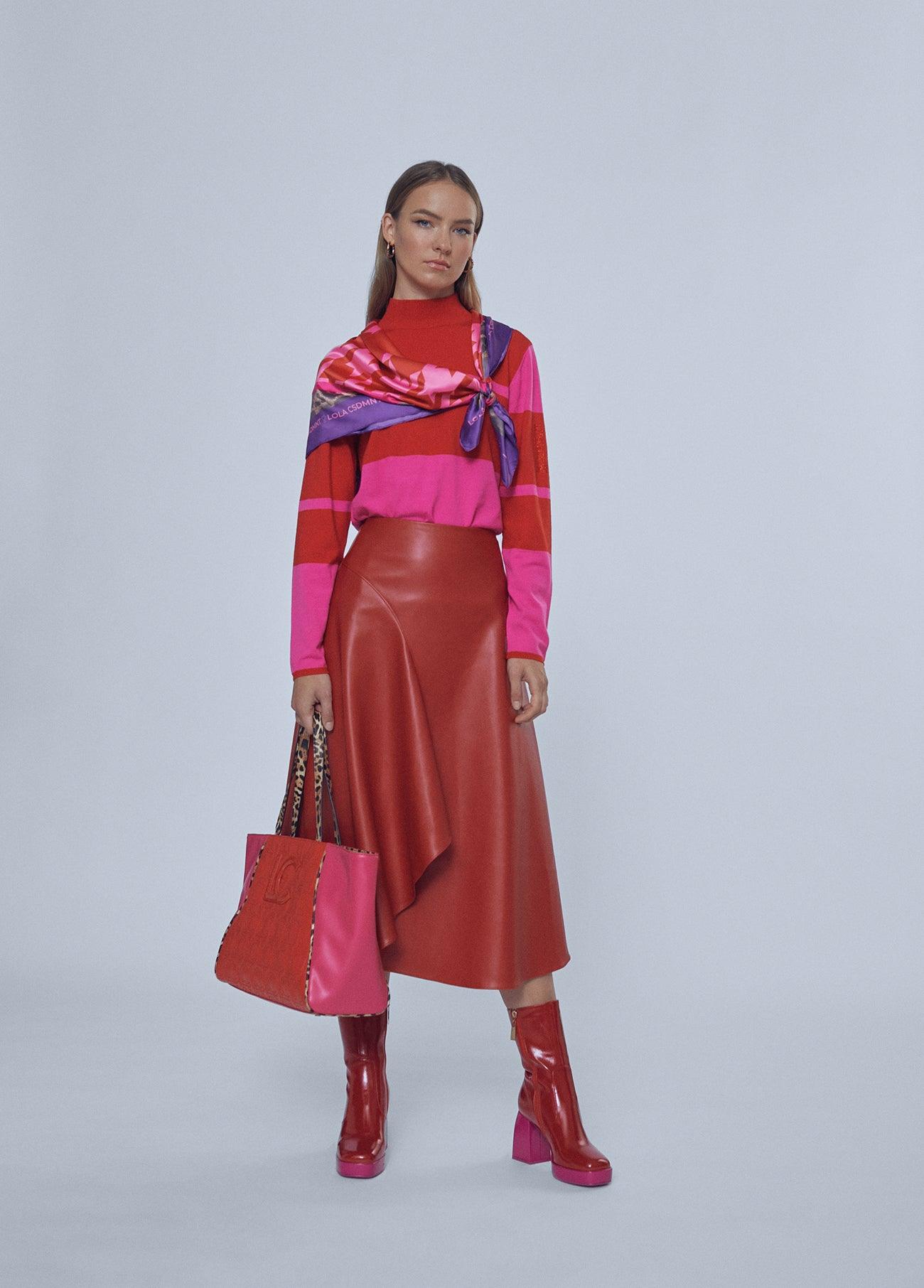 12461007-Two-tone logo sweater-Fuchsia