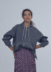 12462004-Sweatshirt with logo pockets-Grey