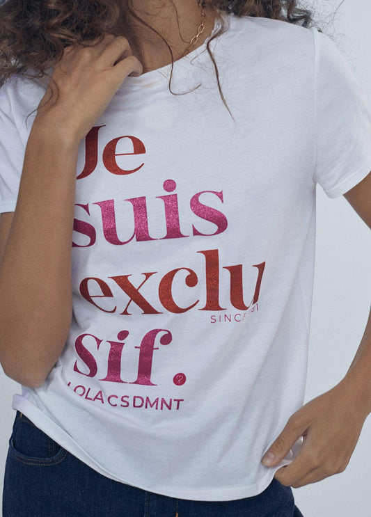 12462015-Short sleeve “Je suis exclusif” T-shirt-White