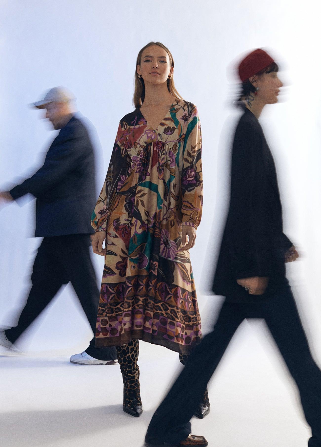 12465012-Flowing midi dress-Multi