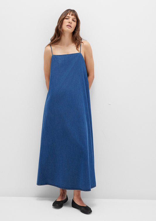 Thin Strap Blue Maxi Dress