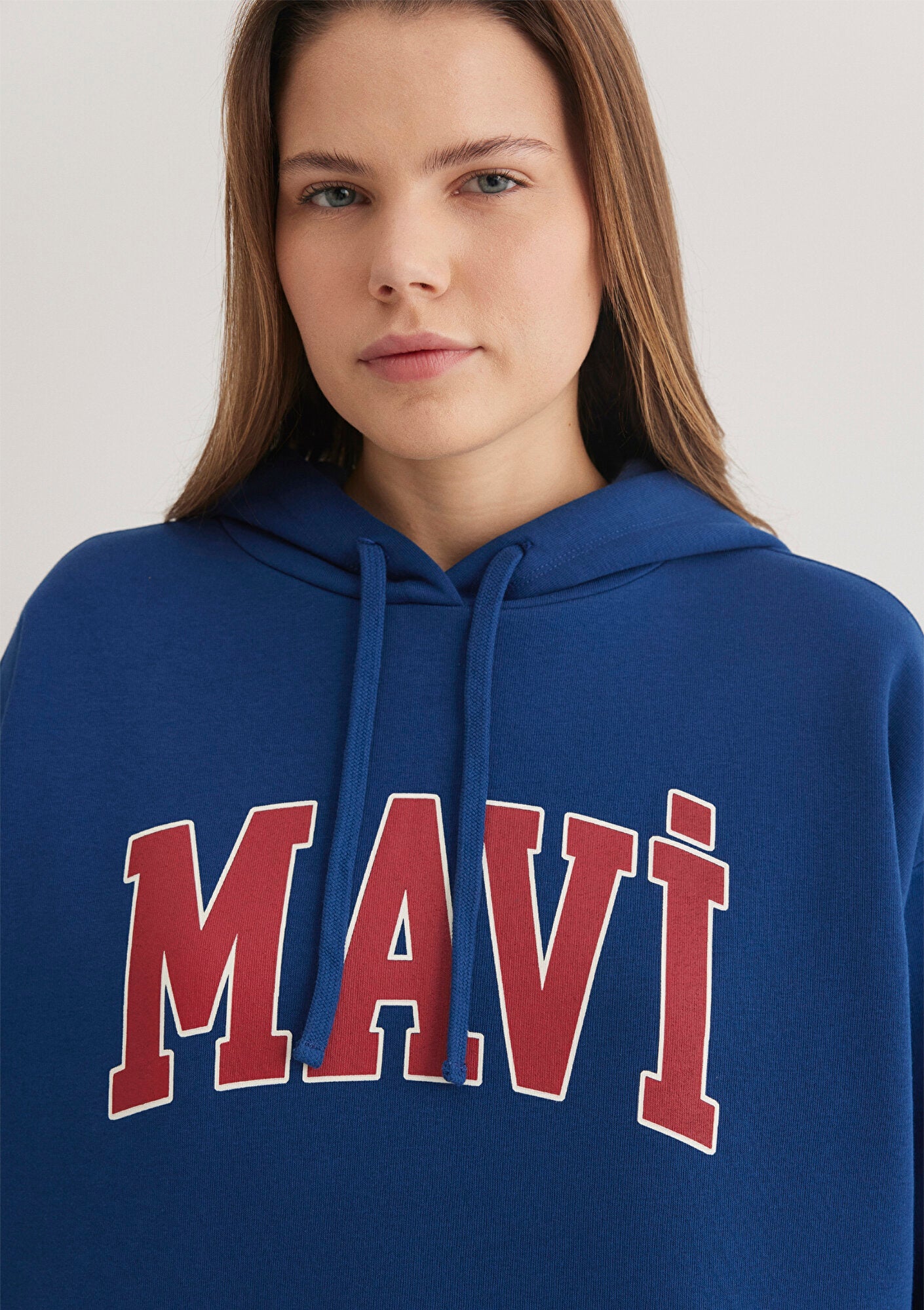 Mavi Logo Printed Hooded Navy Sweatshirt