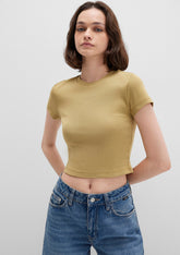 Yellow Basic Crop T-Shirt