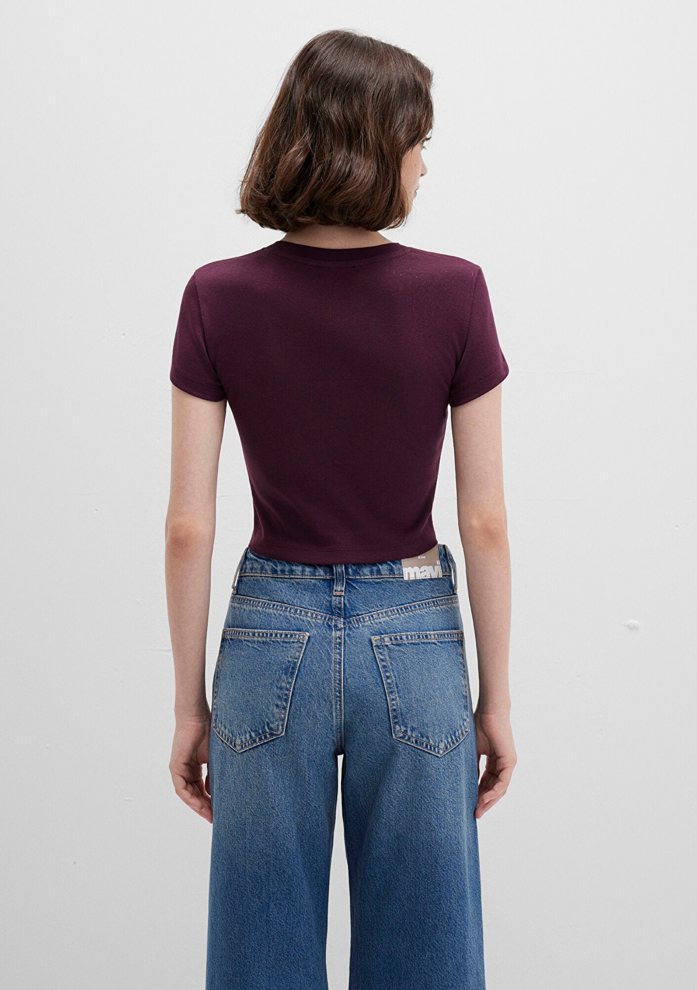 Burgundy Basic Crop T-Shirt