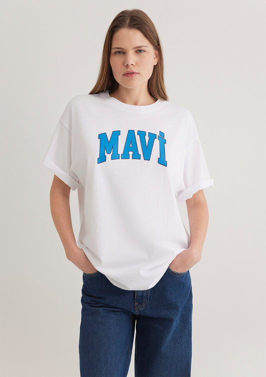 Mavi Logo Printed White T-Shirt