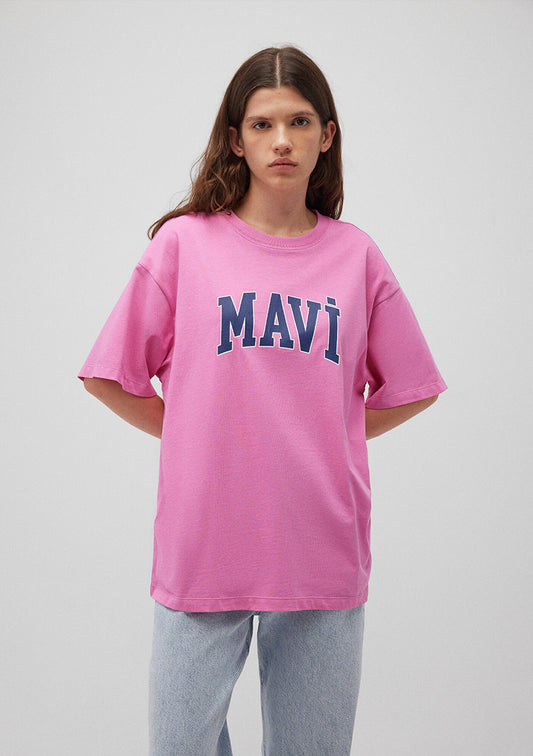 Mavi Logo Printed Pink T-Shirt