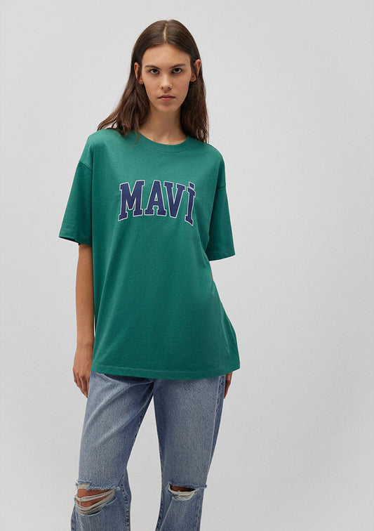 Mavi Logo Printed Green T-Shirt