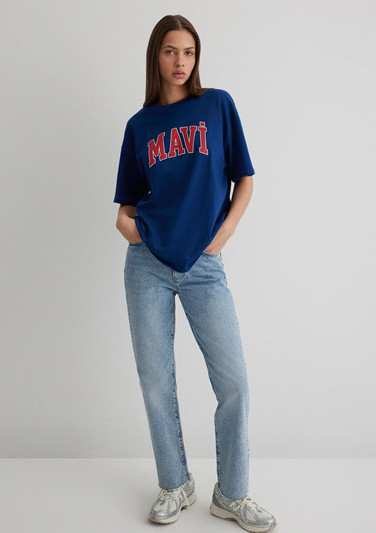 Mavi Logo Printed Navy T-Shirt