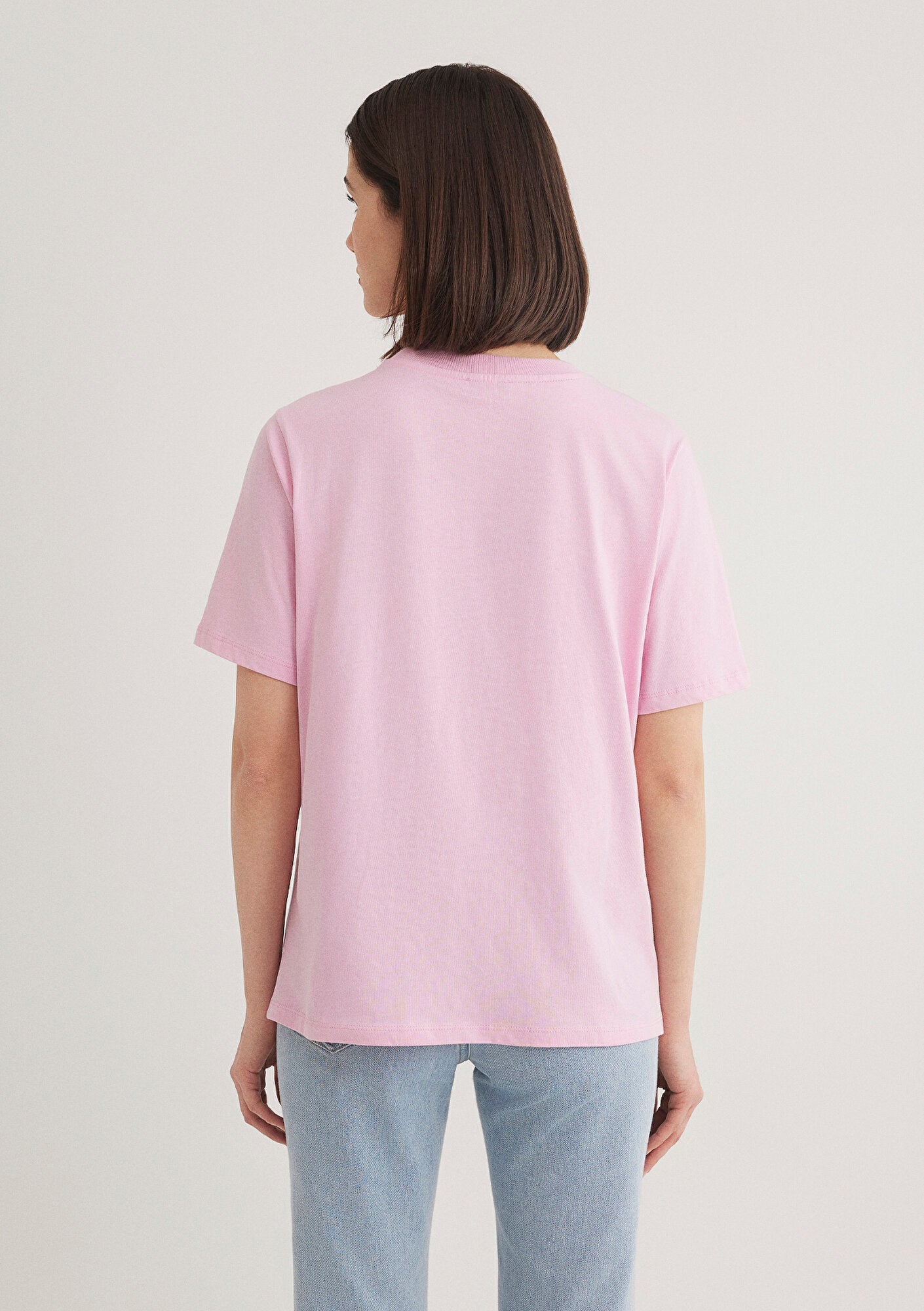 Crew Neck Pink Basic T-Shirt